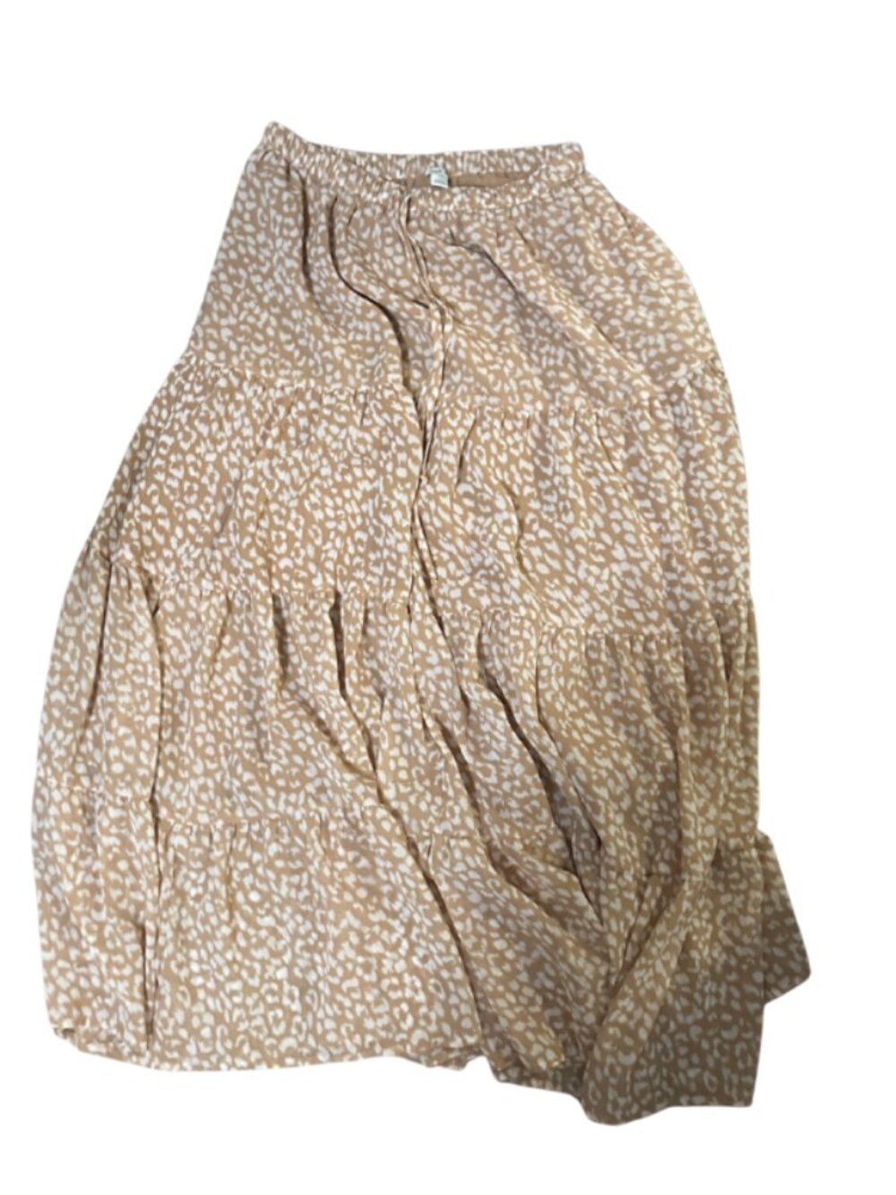 Aerie Tan and White Animal Print Midi Skirt